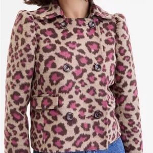 On 34th Mini Peacoat Leopard Print Double-Breasted